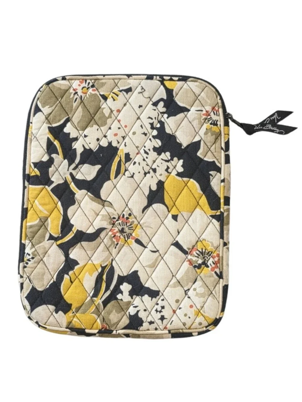 Vera Bradley Dogwood Print Cushioned Ipad Notebook Case Yellow Black Floral